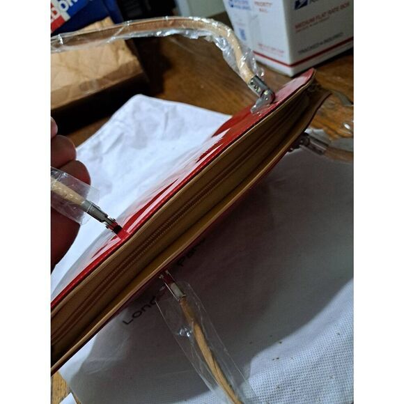 New Beijo Over the Moon Red Berry Tan Purse Handbag Shoulder Bag Pocket Book - Picture 9 of 12